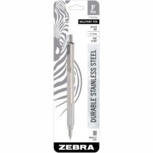 Zebra Pen Zebra Retractable Ballpoint Pen F-701 - Black Ink - Stainless Steel Barrel 29411